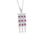 Ketting met hanger - 18 karaat Witgoud - 2.85ct. tw. Robijn