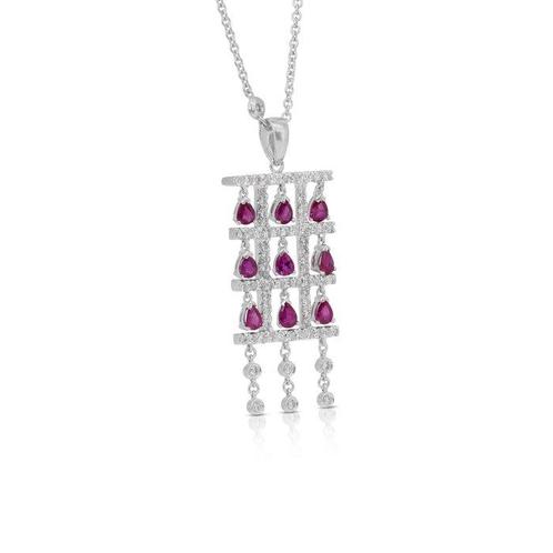 Ketting met hanger - 18 karaat Witgoud - 2.85ct. tw. Robijn, Sieraden, Tassen en Uiterlijk, Antieke sieraden