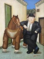 Scuola europea (XX), da Botero - Luomo e il cavallo, Antiek en Kunst, Kunst | Schilderijen | Klassiek