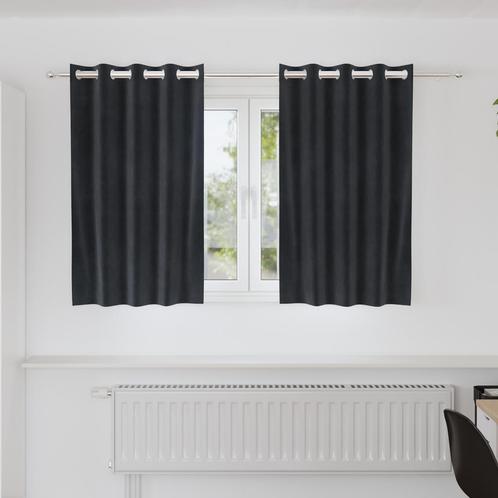 vidaXL Gordijnen met gordijnen 2 pcs Donkergrijs 140 x 140, Huis en Inrichting, Stoffering | Gordijnen en Lamellen, Grijs, Nieuw