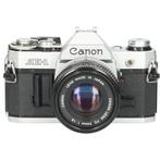 Tweedehands Canon AE-1 + Canon New FD 50mm f/1.8 CM3199, Audio, Tv en Foto, Fotocamera's Analoog, Ophalen of Verzenden, Gebruikt