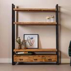 Boekenkast Mangohout Britt 150 cm, Huis en Inrichting, Kasten | Boekenkasten, 150 tot 200 cm, Nieuw, Industriële meubels, 25 tot 50 cm