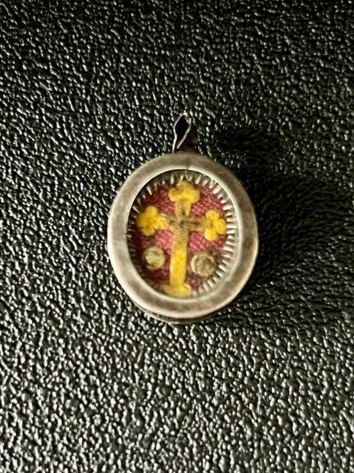 Reliekhouder - Glas, Textiel, Verzilverd - 1850-1900 -, Antiek en Kunst, Kunst | Niet-Westerse kunst