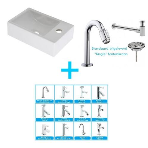 FonteinPack Houston Rechts Keramiek 37x23x11 Wit  (Keuze uit, Doe-het-zelf en Verbouw, Sanitair, Overige typen, Nieuw, Chroom