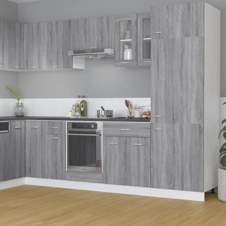 vidaXL Vitrinekast hangend Lyon 60x31x60 cm bewerkt hout, Huis en Inrichting, Keuken | Keukenelementen, Grijs, Nieuw, Verzenden