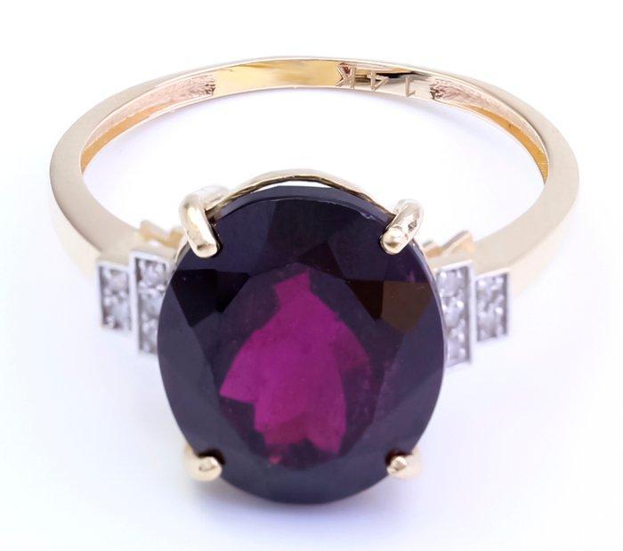 Zonder Minimumprijs - Ring - 14 karaat Geel goud Granaat -, Sieraden, Tassen en Uiterlijk, Ringen