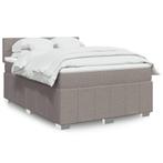 vidaXL Boxspring met matras stof taupe 140x200 cm, Verzenden, 140 cm, 200 cm, Stof