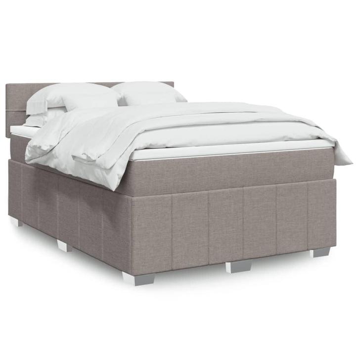 vidaXL Boxspring met matras stof taupe 140x200 cm, Huis en Inrichting, Slaapkamer | Bedden, 140 cm, 200 cm, Tweepersoons, Nieuw