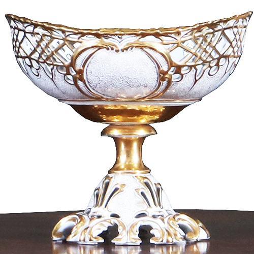 Groot tafel stuk of Piece de Milieu wit porselein met goud b, Antiek en Kunst, Antiek | Meubels | Tafels, Ophalen of Verzenden