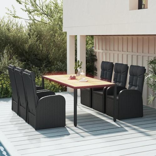 vidaXL 7-delige Tuinset met kussens poly rattan zwart, Tuin en Terras, Tuinsets en Loungesets, Tuinset, Nieuw, Rotan, Verzenden