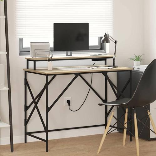 vidaXL Bureau met opslag Sonoma eiken 100 x 50 x 86.5 cm, Huis en Inrichting, Bureaus, Nieuw, Verzenden