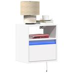 vidaXL Nachtkastjes met LEDs 2 st wandgemonteerd wit, Verzenden, Nieuw, Hout