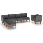 vidaXL 7-delige Loungeset poly rattan en eucalyptushout, Verzenden, Nieuw, Rotan, Loungeset