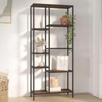 vidaXL Boekenkast 80x30x180 cm staal en bewerkt hout, Verzenden, Nieuw, 50 tot 100 cm, 150 tot 200 cm