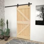 vidaXL Schuifdeur met beslag 90x210 cm massief grenenhout, Doe-het-zelf en Verbouw, Deuren en Horren, Verzenden, Nieuw
