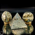 Exclusief pyriet-set – Ei, bol en piramide van massief