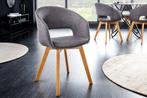 Design stoel NORDIC STAR grijze structuurstof houten poten, Huis en Inrichting, Stoelen, Ophalen of Verzenden, Nieuw