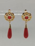 Hangoorbellen - 18 karaat Geel goud Koraal, Sieraden, Tassen en Uiterlijk, Antieke sieraden