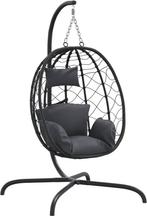 vidaXL Hangstoel met kussen poly rattan en staal, Ophalen of Verzenden, Gebruikt