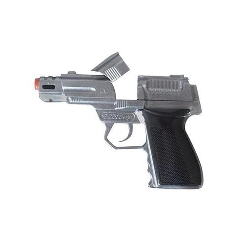 Zilveren speelgoed pistool 8 shots - Pistolen en revolvers, Hobby en Vrije tijd, Feestartikelen, Ophalen of Verzenden