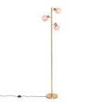 Art Deco vloerlamp goud met roze glas 3-lichts - Vidro, Huis en Inrichting, Lampen | Vloerlampen, Nieuw, Overige materialen, Art Deco