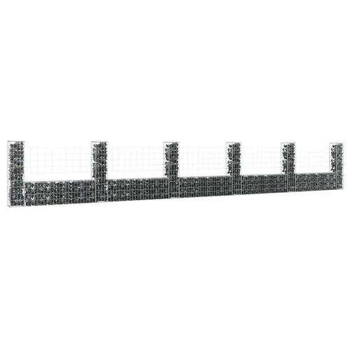 vidaXL Schanskorf U-vormig met 6 palen 620x20x100 cm ijzer, Tuin en Terras, Schuttingen, Nieuw, IJzer, 1 tot 2 meter, Verzenden