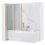 REA 3-delige badwand - geborsteld goud - gehard glas - 12..., Ophalen of Verzenden, Nieuw