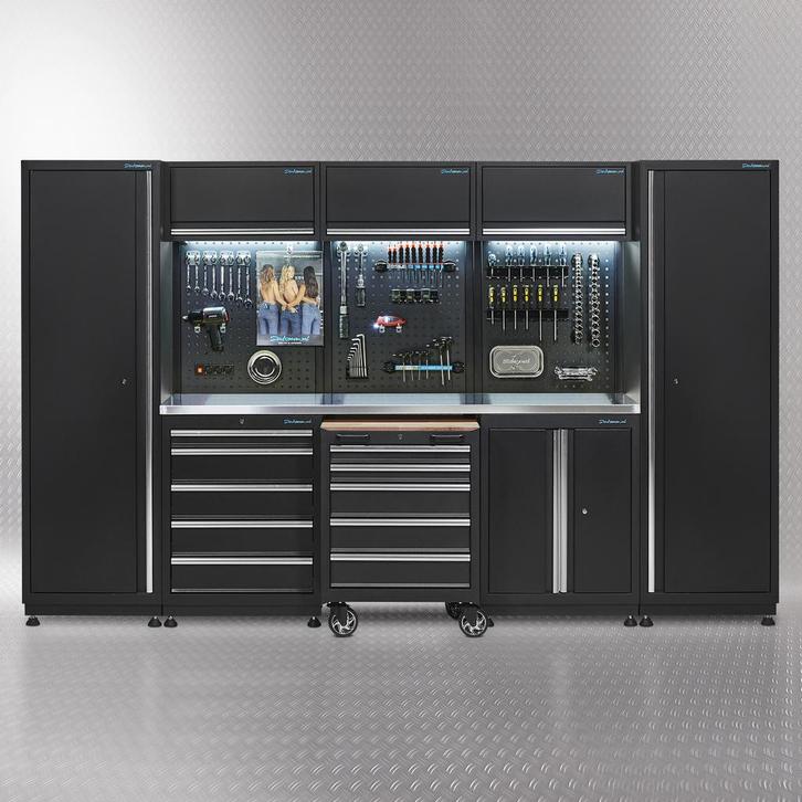 Datona Werkplaatsinrichting PREMIUM met RVS werkblad 325 cm, Doe-het-zelf en Verbouw, Werkbanken, Nieuw, Ophalen of Verzenden