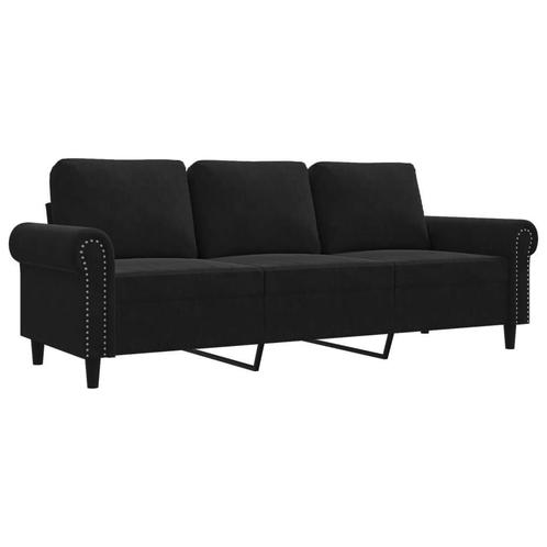 Design Bank Zwart Fluweel | Retourdeal | Moderne Look, Huis en Inrichting, Banken | Bankstellen, 200 tot 250 cm, 75 tot 100 cm