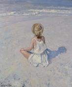 Chris van Dijk  (1952) Impressionist -  Alone at the beach, Antiek en Kunst