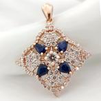 0.70 ct Blue Sapphire & 1.00 Light Pink Diamond Pendant -