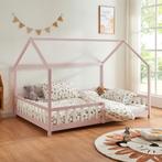 Kinderbed Hesel huisbed met uitvalbeveiliging 140x200 cm roz, Kinderen en Baby's, Kinderkamer | Bedden, Verzenden, Nieuw