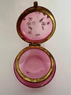 Art Nouveau - Bohemia Pink Enamelled Glass Jewellery Box, -