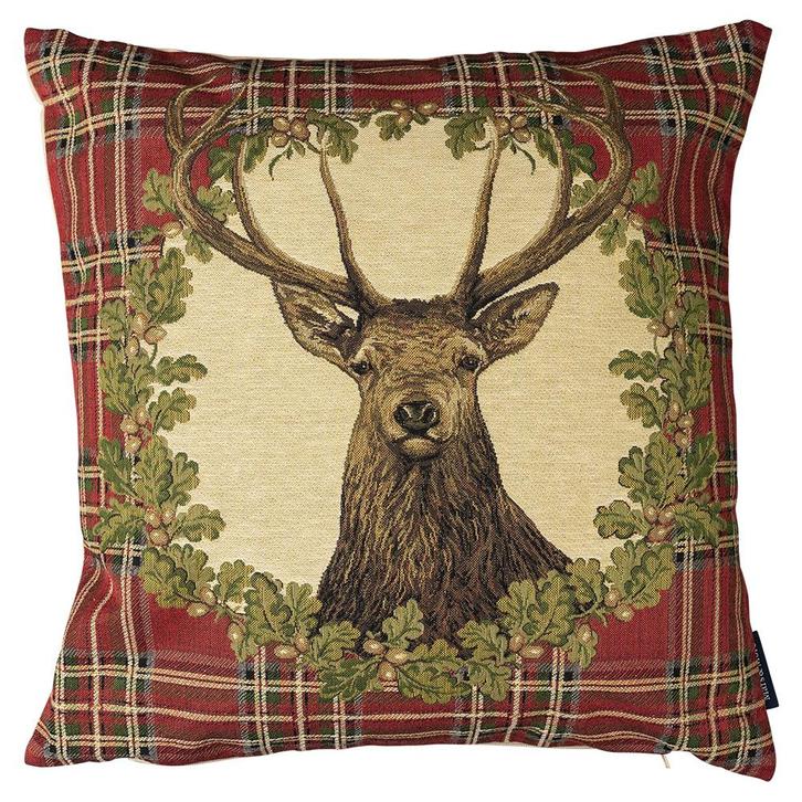 gobelin kussen tartan hert 45x45cm, Huis en Inrichting, Woonaccessoires | Overige, Verzenden
