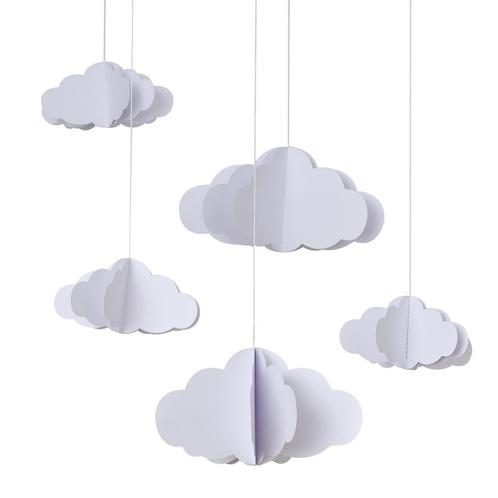 Hangdecoratie Wolken 3D 15cm 5st, Hobby en Vrije tijd, Feestartikelen, Nieuw, Verzenden