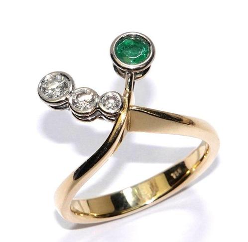 Ring - 18 karaat Geel goud, Witgoud - 0.41ct. tw. Diamant, Sieraden, Tassen en Uiterlijk, Ringen