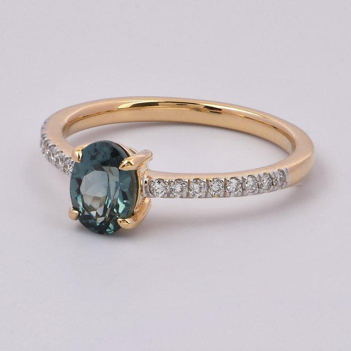 Ring - 18 karaat Geel goud, Gepolijst rhodium - 1.02ct. tw., Sieraden, Tassen en Uiterlijk, Ringen