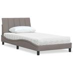 vidaXL Bed met matras stof taupe 100x200 cm, 100 cm, Eenpersoons, Verzenden, Nieuw