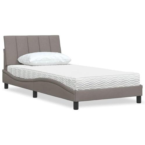 vidaXL Bed met matras stof taupe 100x200 cm, Huis en Inrichting, Slaapkamer | Bedden, 100 cm, 200 cm, Eenpersoons, Nieuw, Stof