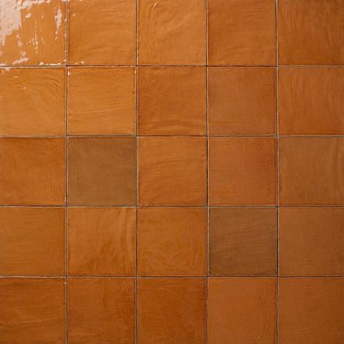 Handvorm wandtegel river 13x13 ginger oranje glans, Doe-het-zelf en Verbouw, Tegels, Wandtegels, Nieuw, 10 m² of meer, Keramiek