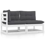 vidaXL 2-delige Loungeset met kussens massief grenenhout wit, Tuin en Terras, Verzenden, Nieuw, Loungeset