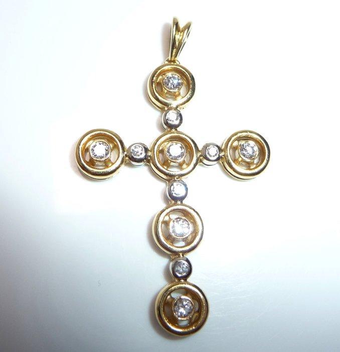 Hanger - 18 karaat Geel goud - 0.65ct. tw. Diamant, Sieraden, Tassen en Uiterlijk, Antieke sieraden