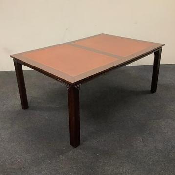Tweedehands klassieke Engelse tafel met leer inleg, 180x120 beschikbaar voor biedingen