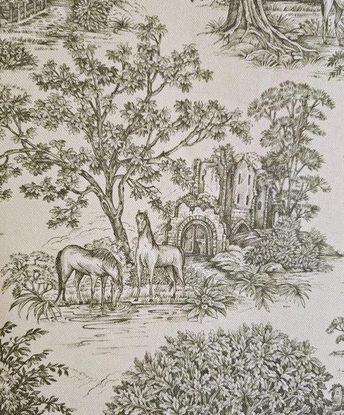 Toile de Jouy Landelijk stoffen met paarden -300x280cm-, Antiek en Kunst, Antiek | Kleden en Textiel