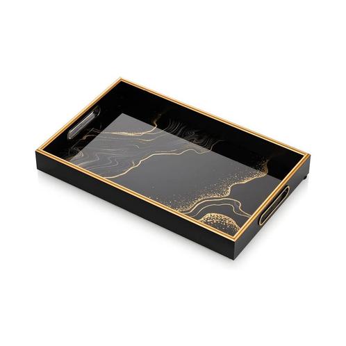 IvoQ Luxe Dienblad – Zwart & Goud – Stijlvol & Duurzaam – 45, Huis en Inrichting, Woonaccessoires | Dienbladen, Nieuw, Kunststof