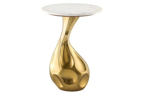 Side table TEAR 60cm goud wit marble - 44834, Huis en Inrichting, Tafels | Sidetables, Ophalen of Verzenden