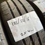 2 x Continental PremiumContact 2 185-55-16 Zomerbanden 4mm, Gebruikt, 16 inch, Band(en), Personenwagen
