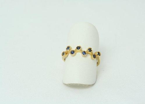 Ring - 18 karaat Geel goud Saffier - Ring met saffieren, Sieraden, Tassen en Uiterlijk, Ringen