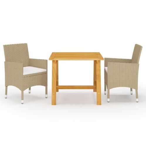 vidaXL 3-delige Tuinset beige, Tuin en Terras, Tuinsets en Loungesets, Tuinset, Nieuw, 2 zitplaatsen, Rotan, Verzenden