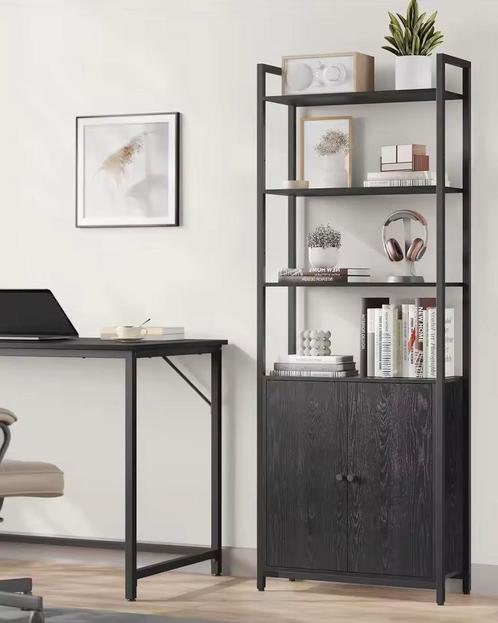 Nieuwe Zwarte Stellingkast - Woonkamer Boekenkast Ebbenhout, Huis en Inrichting, Kasten | Stellingkasten, Nieuw, Verzenden